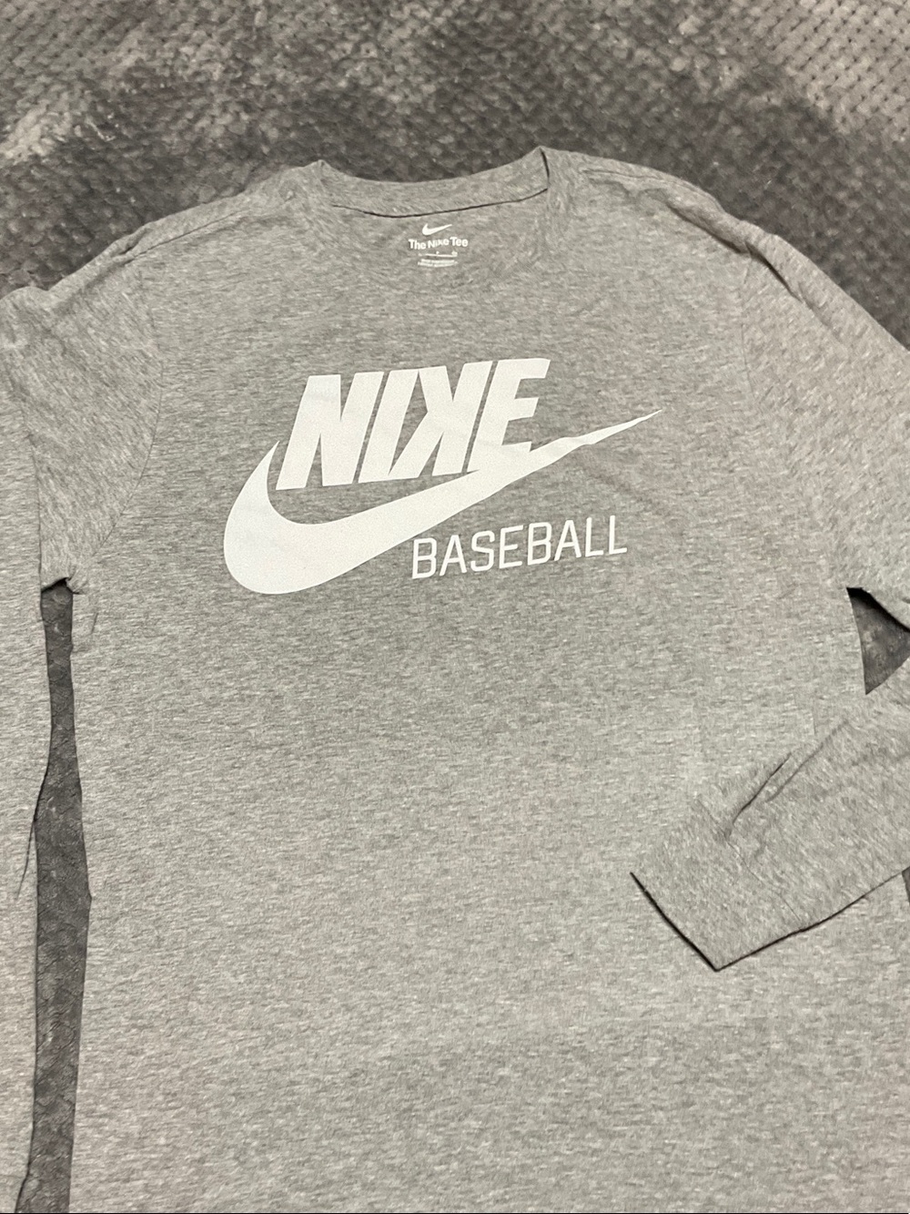 Nike Gray Long Sleeve Baseball Logo Tee